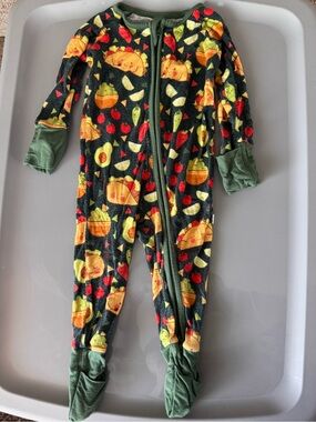 Little sleepies Green taco Print Footed Sleep One-Piece for Kids